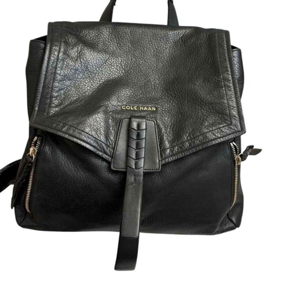 Cole Haan black leather backpack